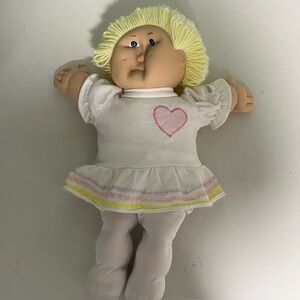 Cabbage Patch Doll Vintage collectible 1978-1982 White Dress and Blonde Hair
